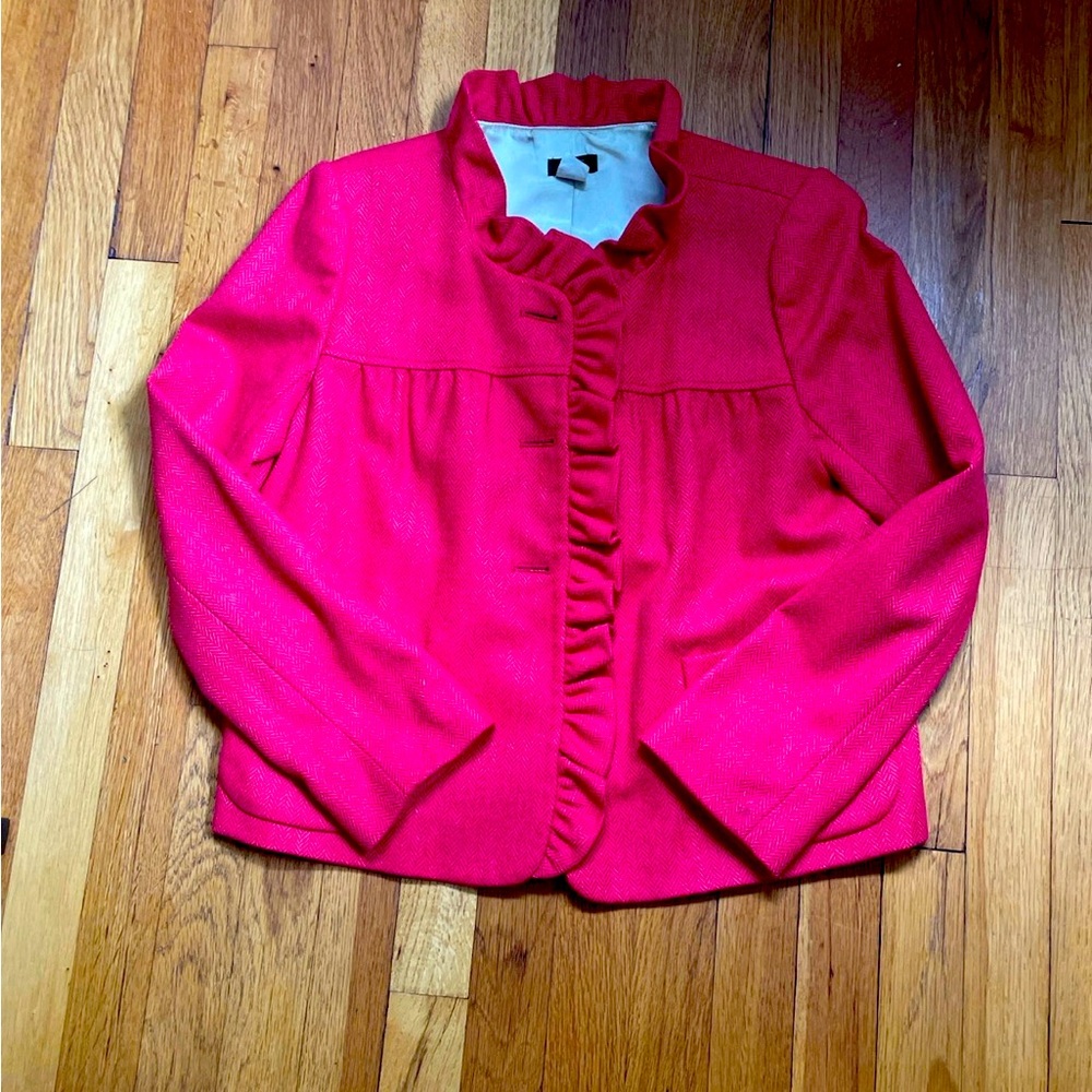 J. Crew Women's Ruffled Red blazer